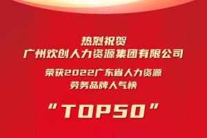 恭喜华体会（中国）集团荣获“2022广东省人力资源劳务品牌人气榜TOP